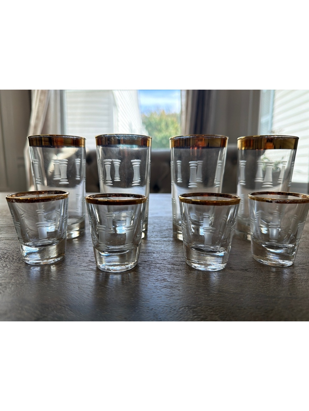 Vintage Culver "Icicles" Glassware Set - MidCentury Modern 22k Gold Trim Barware